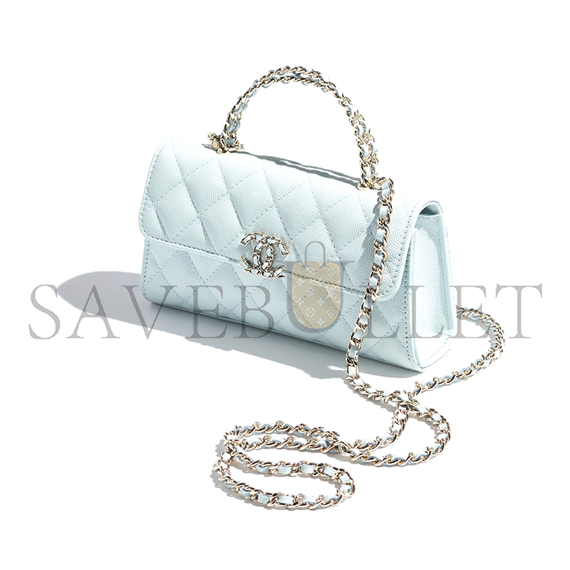 Ch*el master flap phone holder with chain grained shiny ap3238 (18*10*4.5cm)